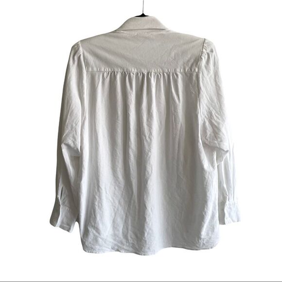 MASSIMO DUTTI White Cotton Popover Long Sleeve Blouse L - Picture 6 of 8